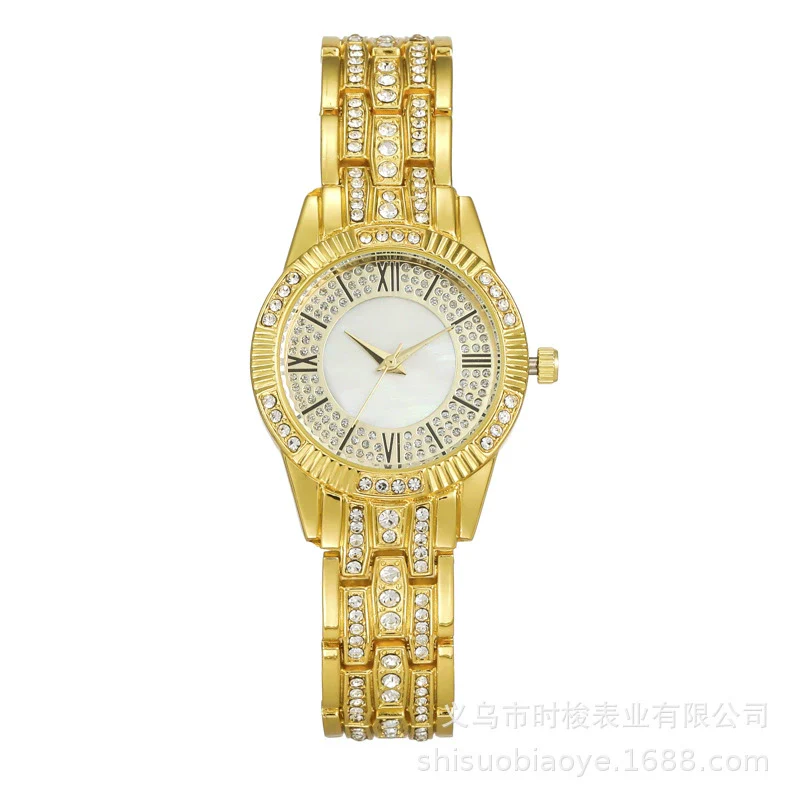 Shellfaced Diamondencrusted Women's Quartz Casual Watch With Alloy Case And Strap Round Dial - Image 3