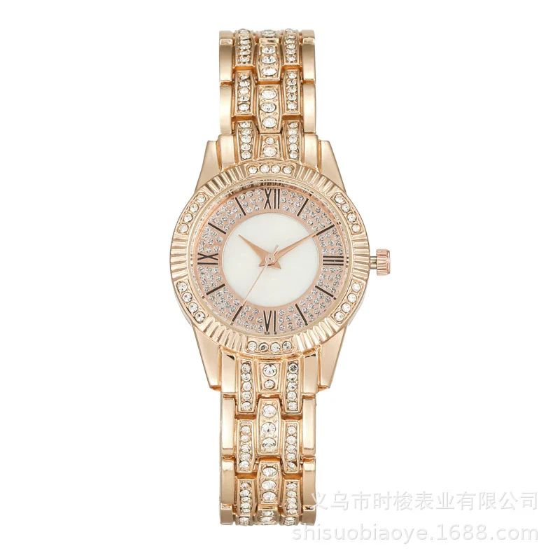 Shellfaced Diamondencrusted Women's Quartz Casual Watch With Alloy Case And Strap Round Dial - Image 6