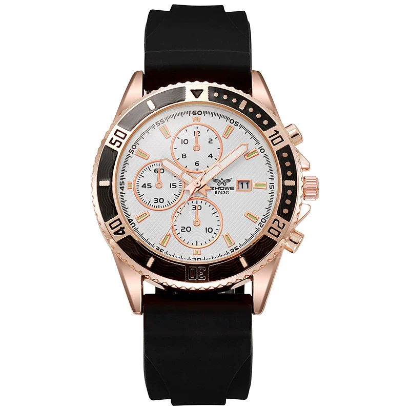 Silicone Alloy Men's Sports Quartz Watch With Round Dial And Onion Crown - Image 5