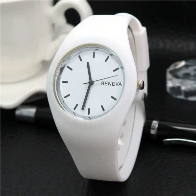 Silicone Alloy Ordinary Glass Mirror Round Dial Quartz Ultrathin Leisure Watch For Men And Women - Image 5