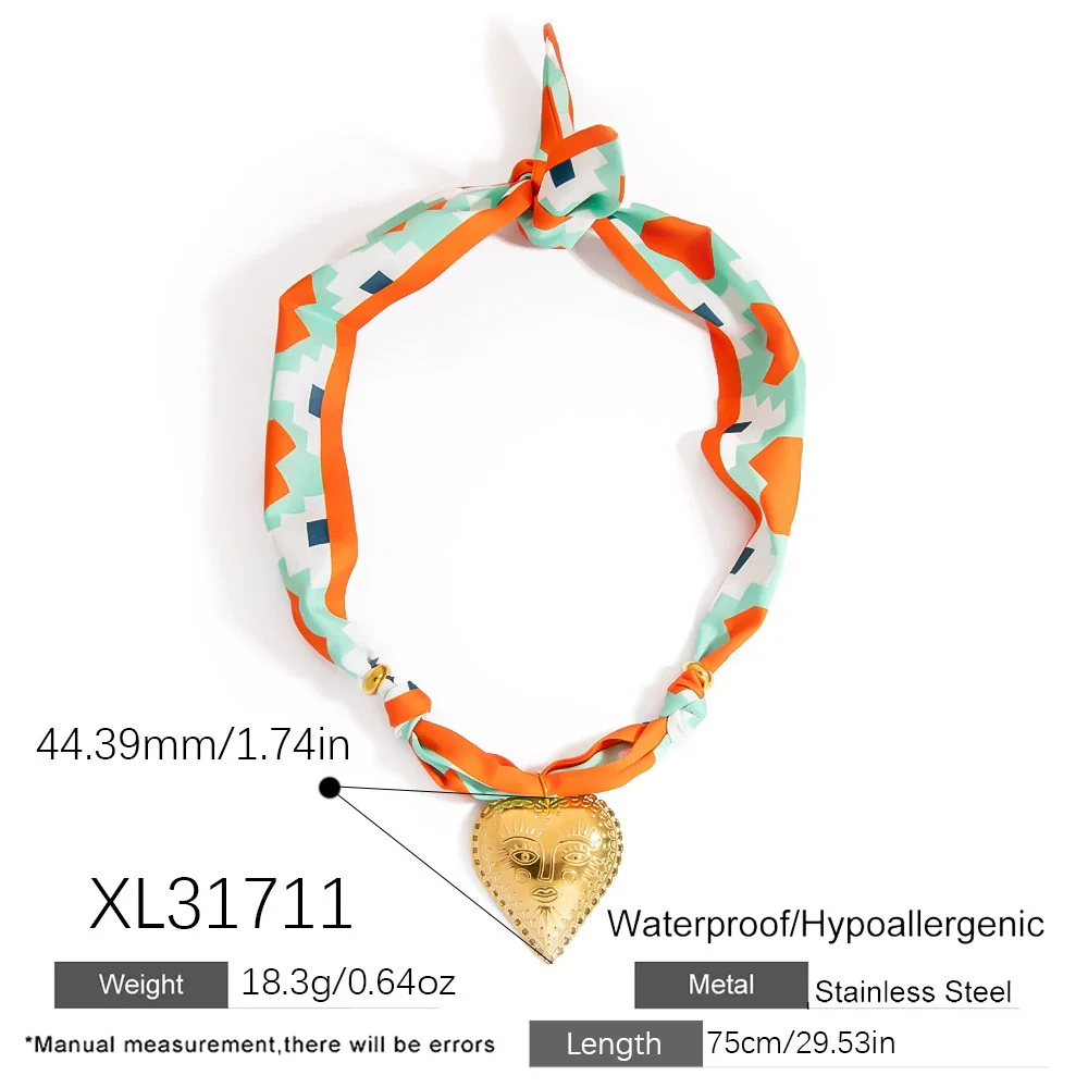 Silk Scarf Necklace Stainless Steel Titanium Steel Electroplating Fashion Minimalist Moon Pendant Women's - Image 7