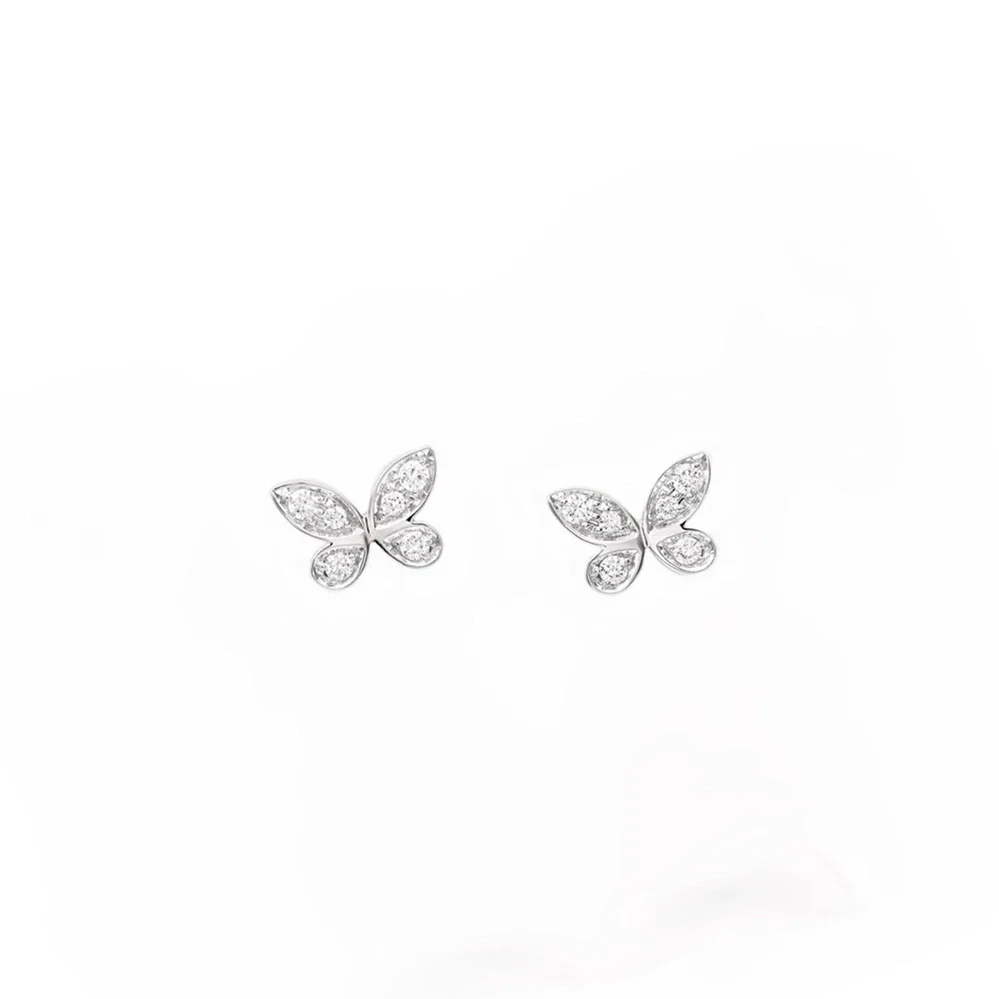 Silver 925 Moissanite Phantom Butterfly Bow Geometric Women's Ear Jewelry - Image 4