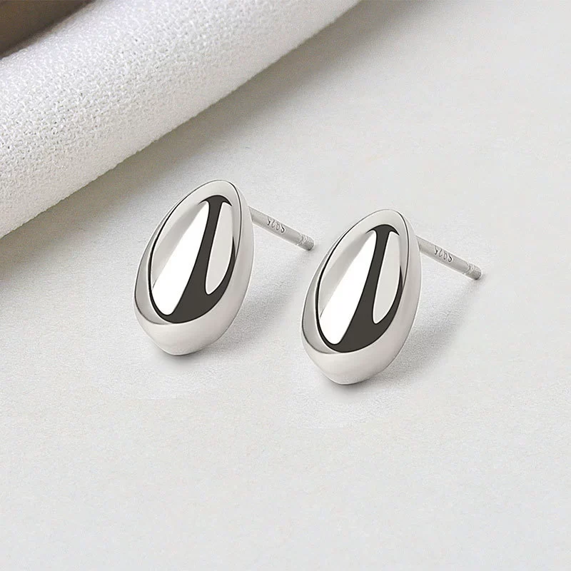 Silver Jewelry S925 Sterling Silver Geometric Oval Earrings For Women - Image 7