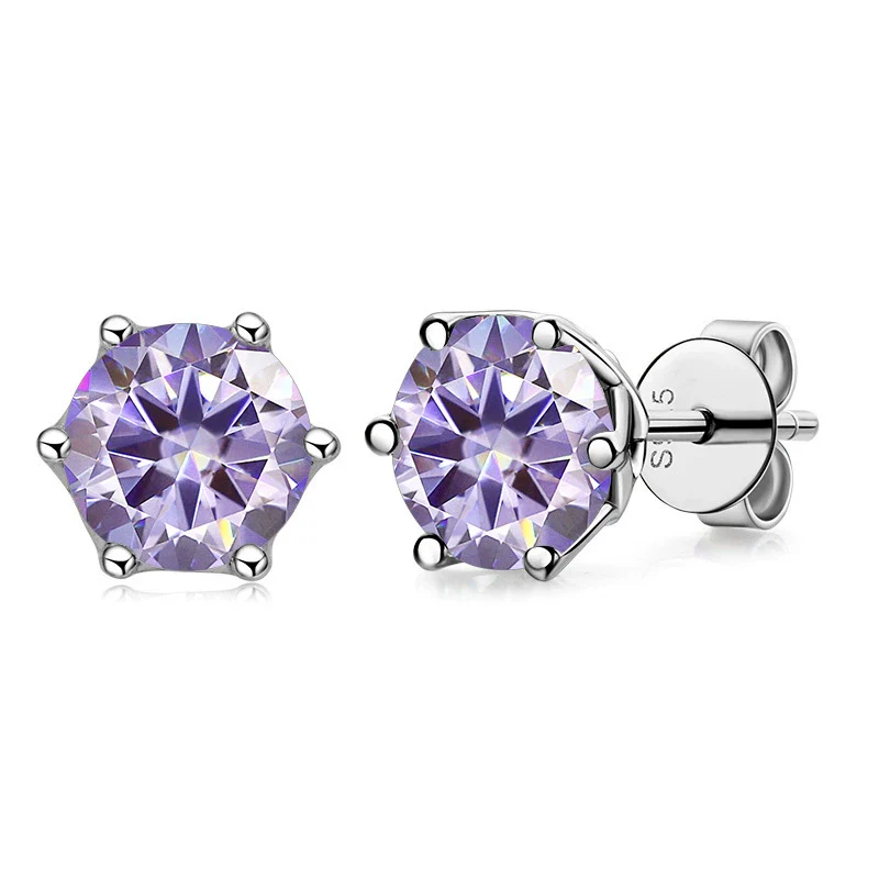 Silver Moissanite Classic Round Earrings - Image 15
