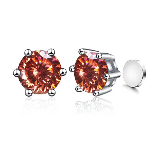 Silver Moissanite Classic Round Earrings - Image 28