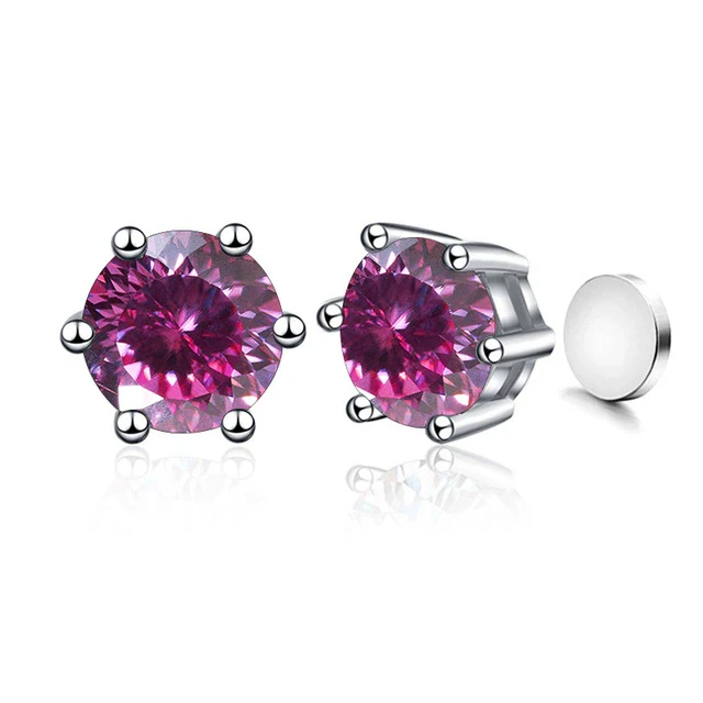 Silver Moissanite Classic Round Earrings - Image 29