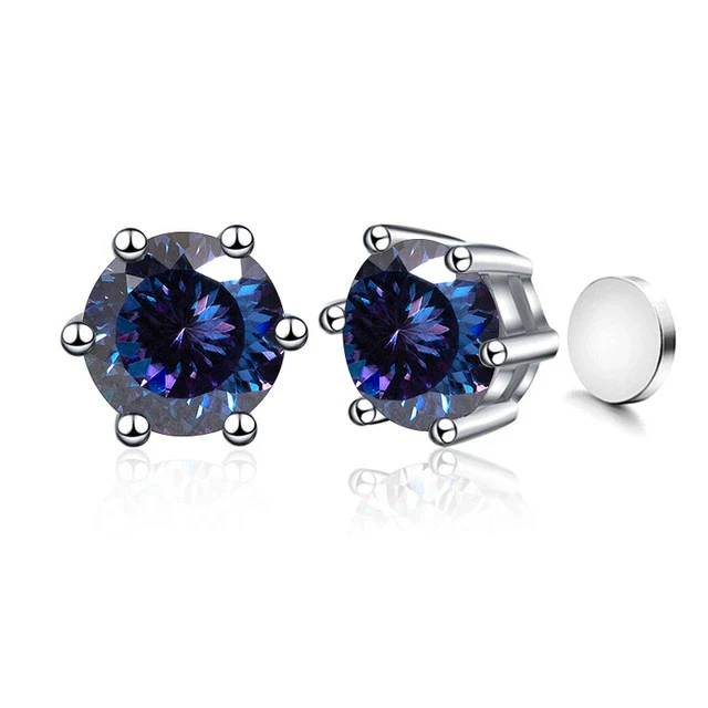 Silver Moissanite Classic Round Earrings - Image 37