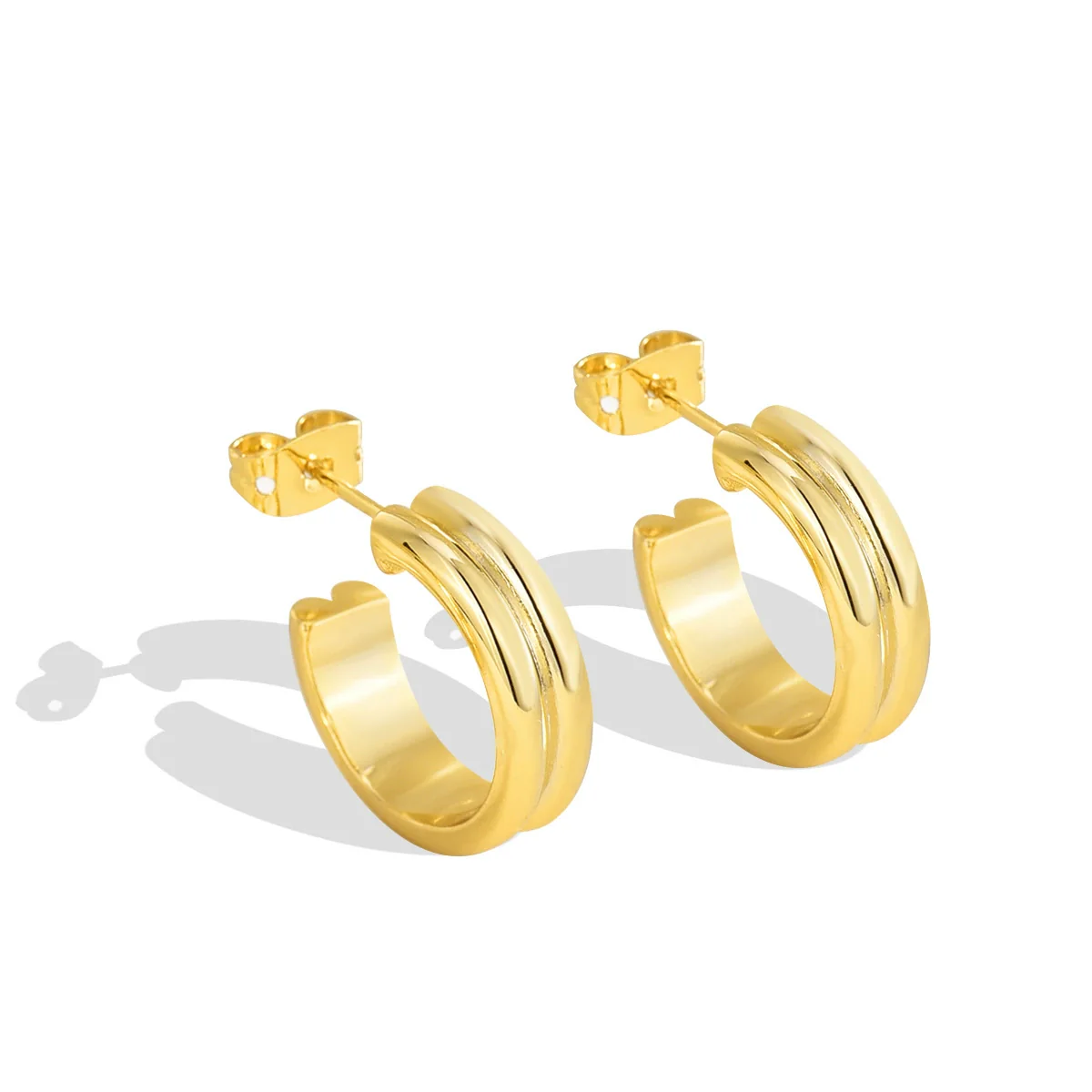 Silver Needle Earrings Gold Plated Geometric Style Metal - Image 5