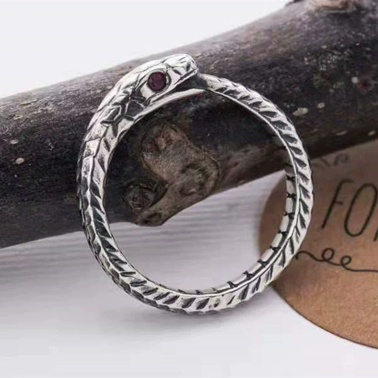 Silver Snake Scale Ring Jewelry With Animal Zodiac Pattern And Electroplating Process
