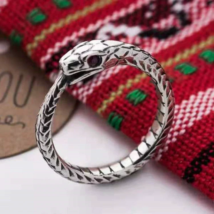 Silver Snake Scale Ring Jewelry With Animal Zodiac Pattern And Electroplating Process - Image 4