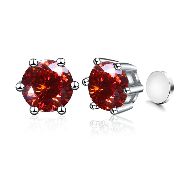 Silver Synthetic Moissanite Round Classic Sixclaw Earrings - Image 27
