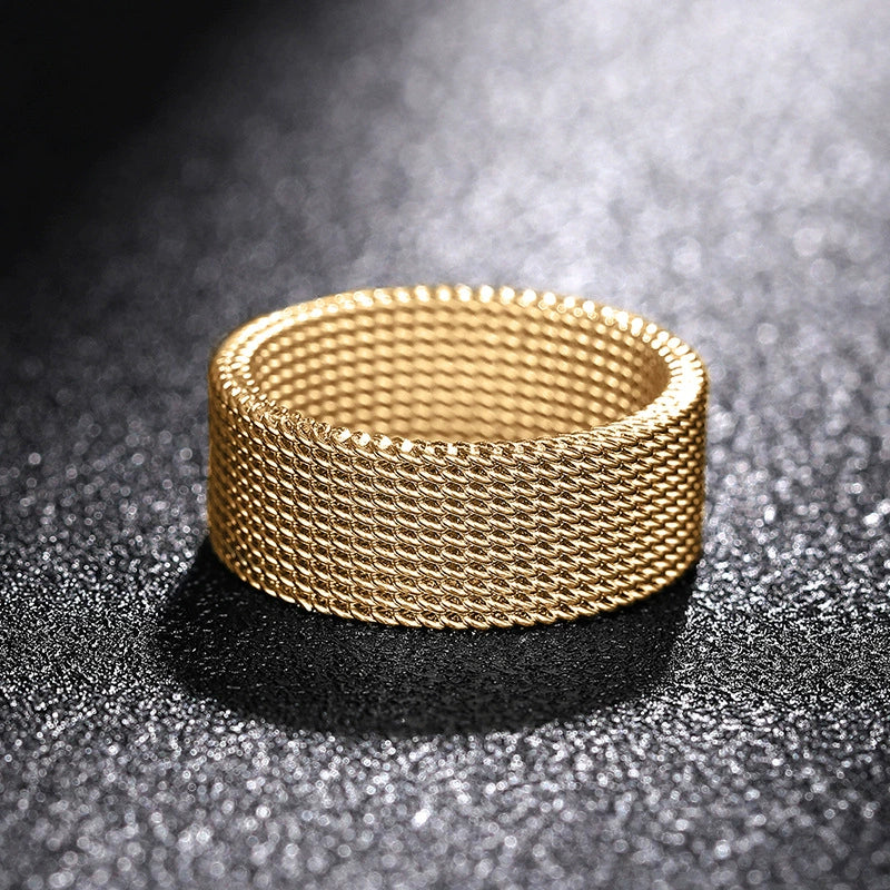 Simple Braided Unisex Stainless Steel Geometric Ring Electroplated Jewelry - Image 3