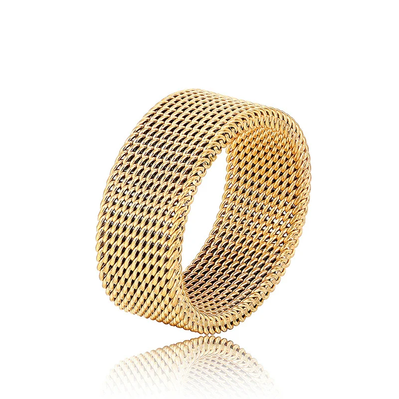 Simple Braided Unisex Stainless Steel Geometric Ring Electroplated Jewelry - Image 6