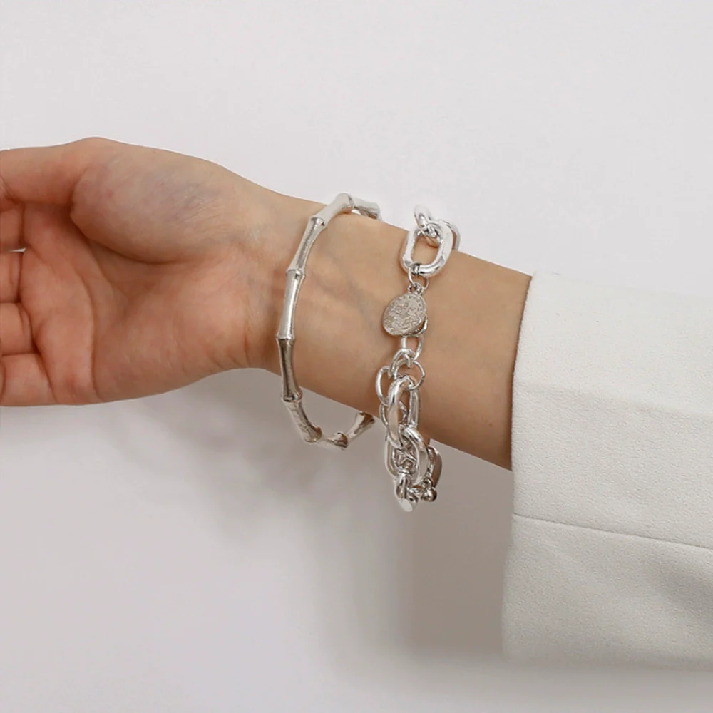 Simple Chain Bracelet Fashion Mix And Match Hollow Jewelry Stacked Wind Crystal Alloy Electroplating Letters Numbers Text Unisex - Image 9