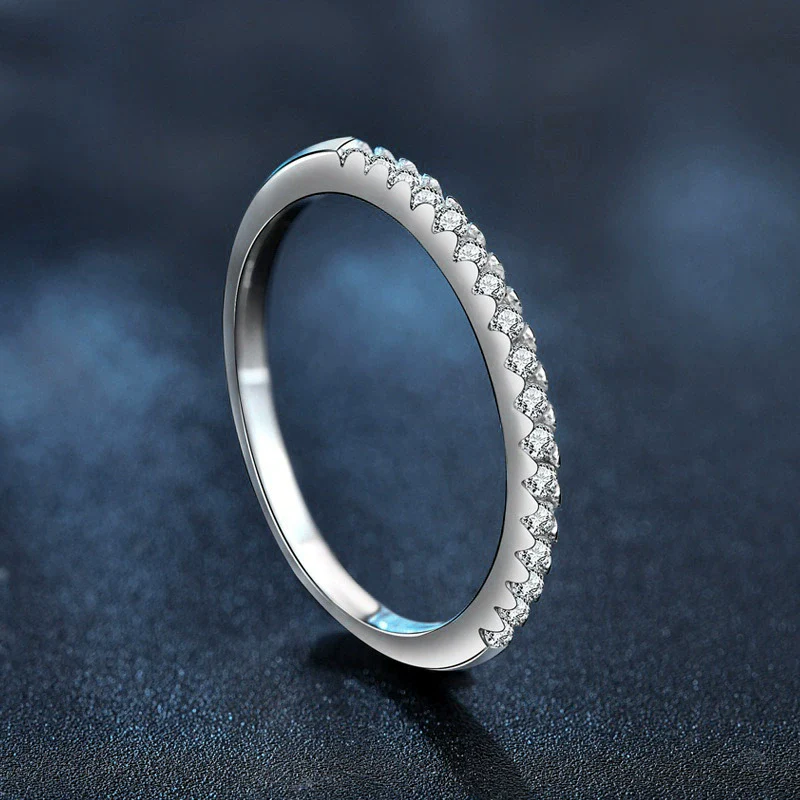 Simple Geometric 925 Silver Moissanite Women's Tail Ring With Fine Polishing And Diamond Treatment