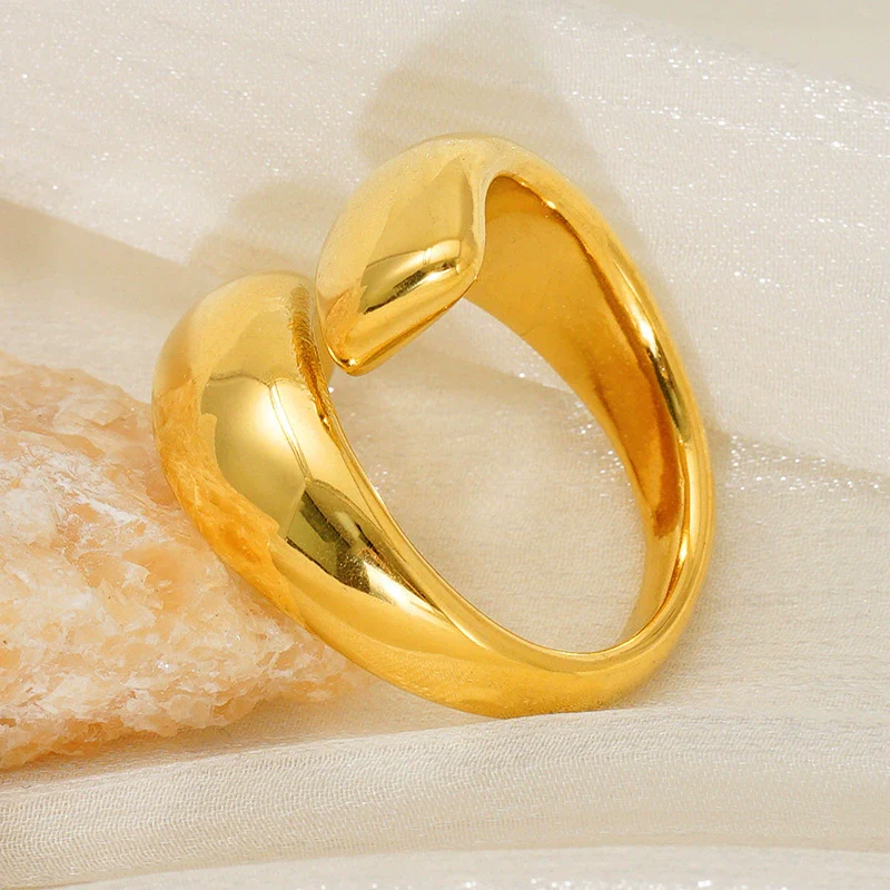 Simple Geometric 316L Stainless Steel Ring With Electroplating - Image 2