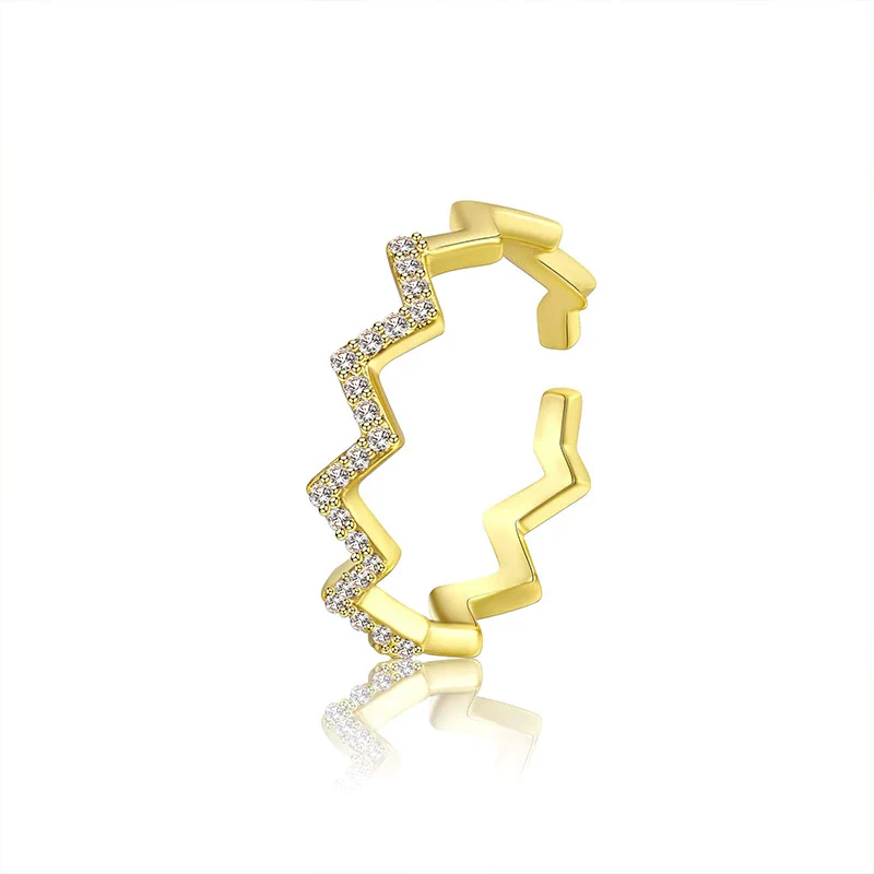 Simple Irregular Bracelet Ring Jewelry Copper Geometric Pattern Electroplating Women's Accessories - Image 5