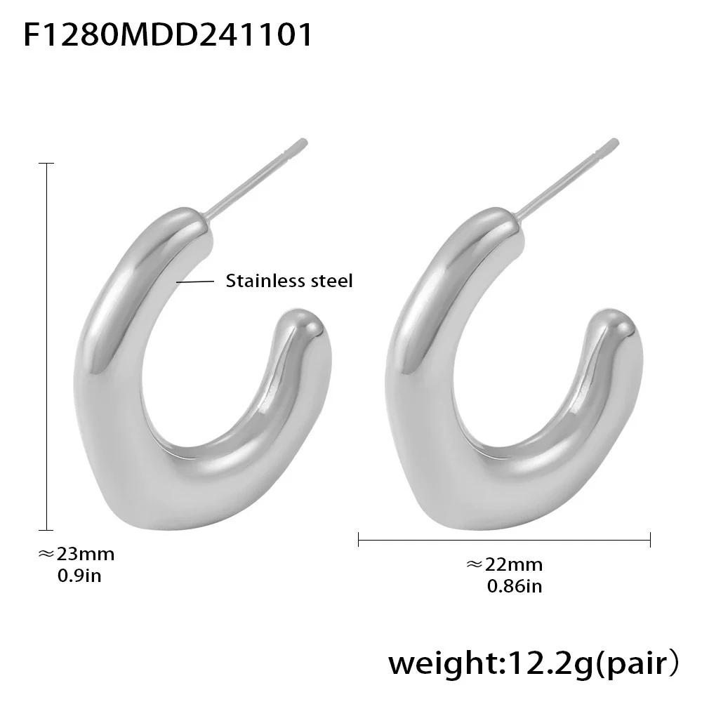 Simple Irregular C Shaped Light Luxury Geometric Stainless Steel Electroplated Casting Women's Earrings - Image 7