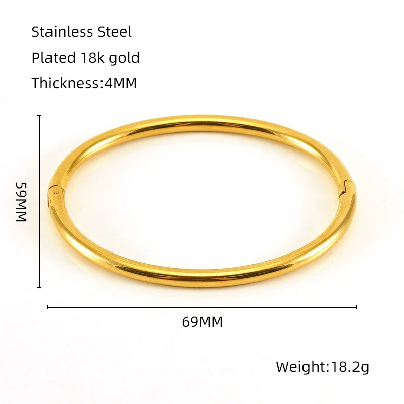 Simple Niche Oval 316L Stainless Steel And 18K Titanium Steel Electroplated Bracelet - Image 6