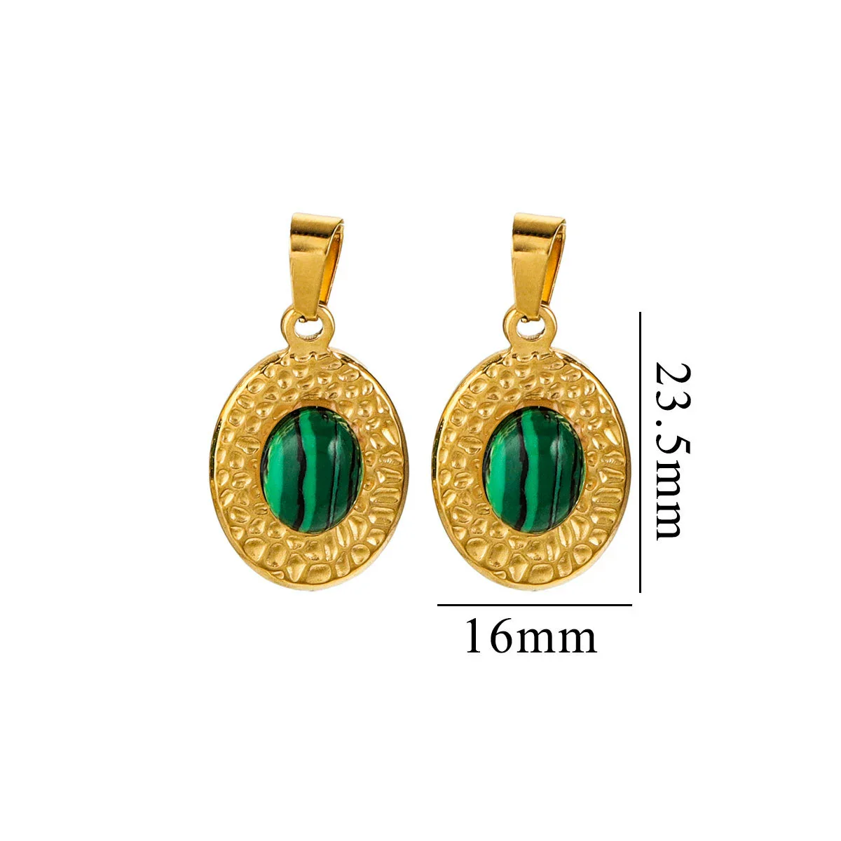 Simple Stainless Steel Oval Turquoise Totem Pendant Necklace For Women Electroplated Jewelry Accessories - Image 11