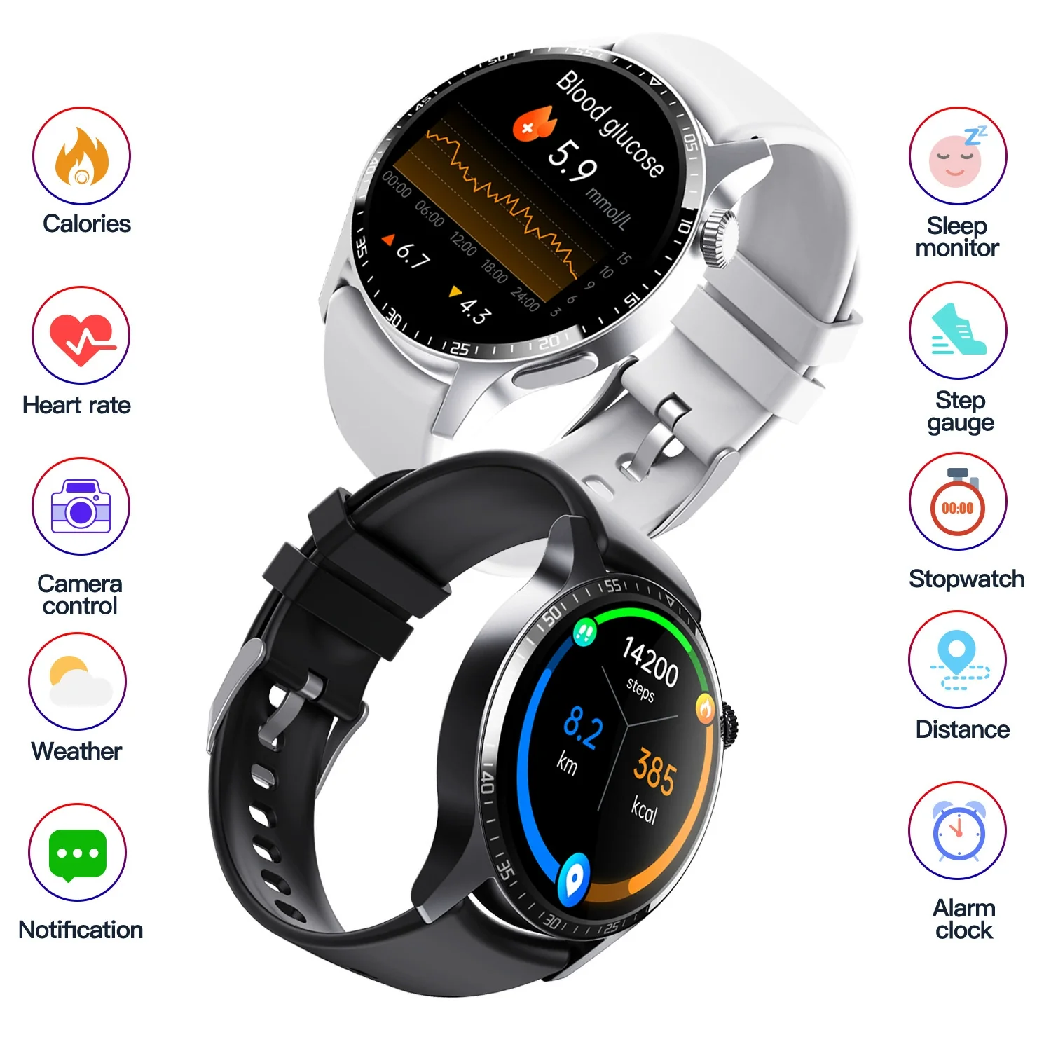 Smart Bracelet Silicone Sports Health Monitoring With Magnetic Attraction Charging And Round Dial - Image 2