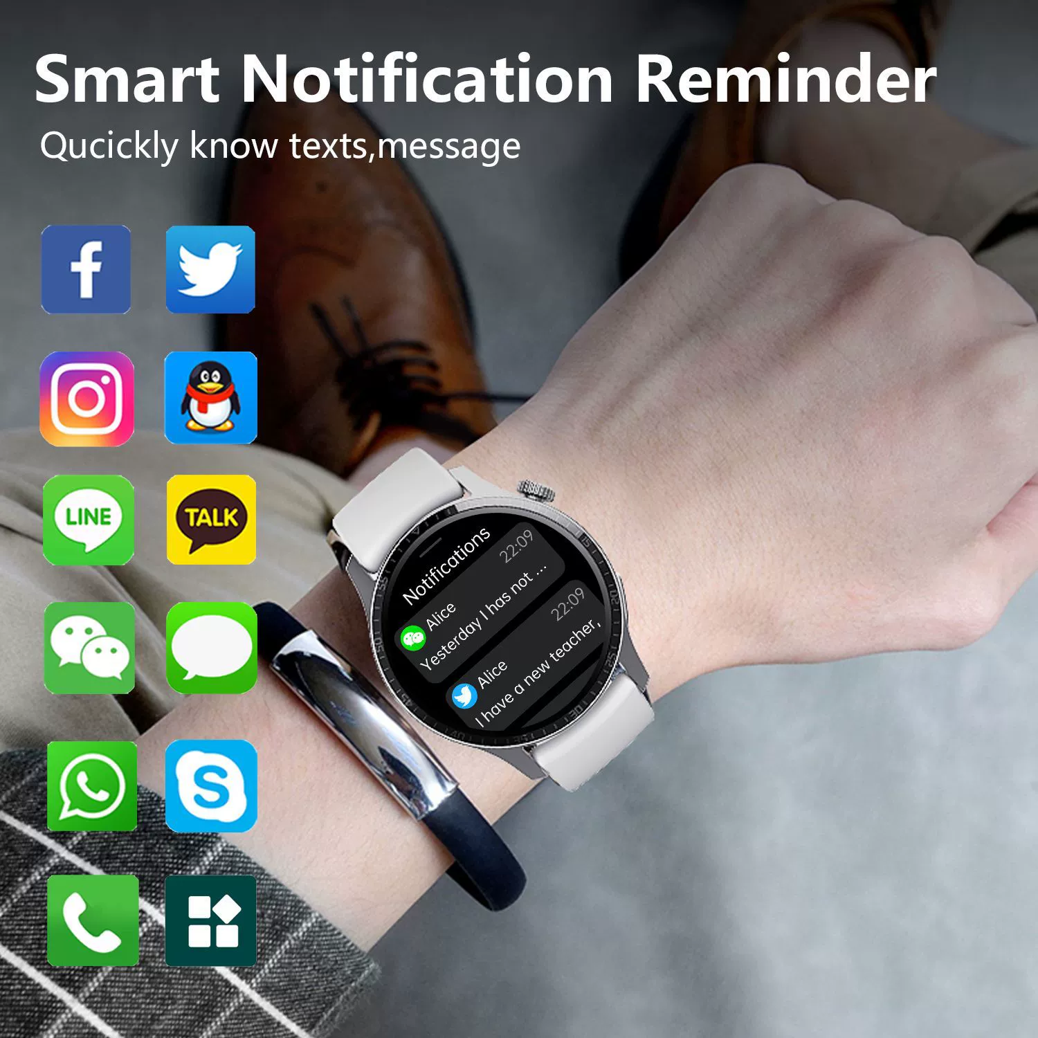 Smart Bracelet Silicone Sports Health Monitoring With Magnetic Attraction Charging And Round Dial - Image 3