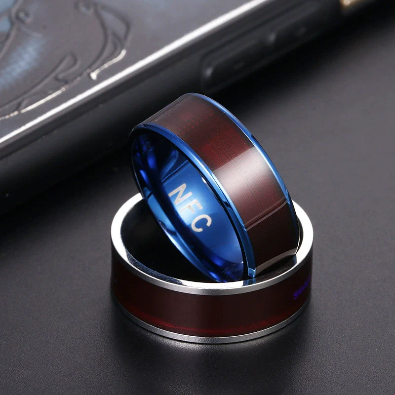 Smart Ring Nfc Smart Jewelry Titanium Steel Geometric Dripping Oil Unisex - Image 3