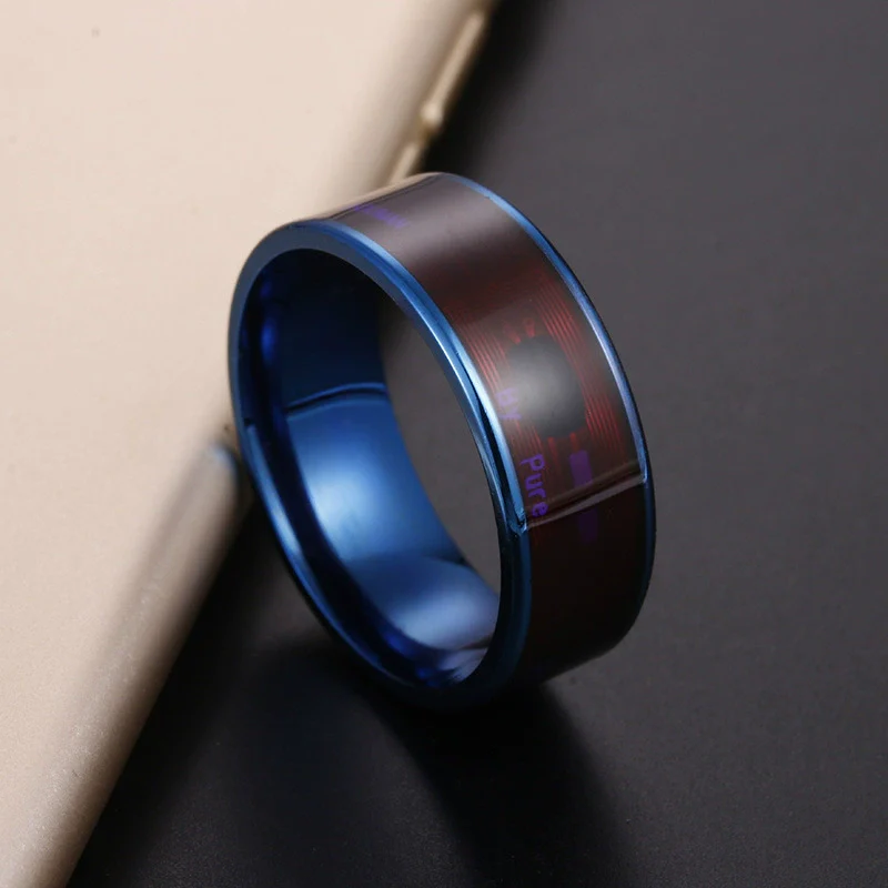 Smart Ring Nfc Smart Jewelry Titanium Steel Geometric Dripping Oil Unisex - Image 4