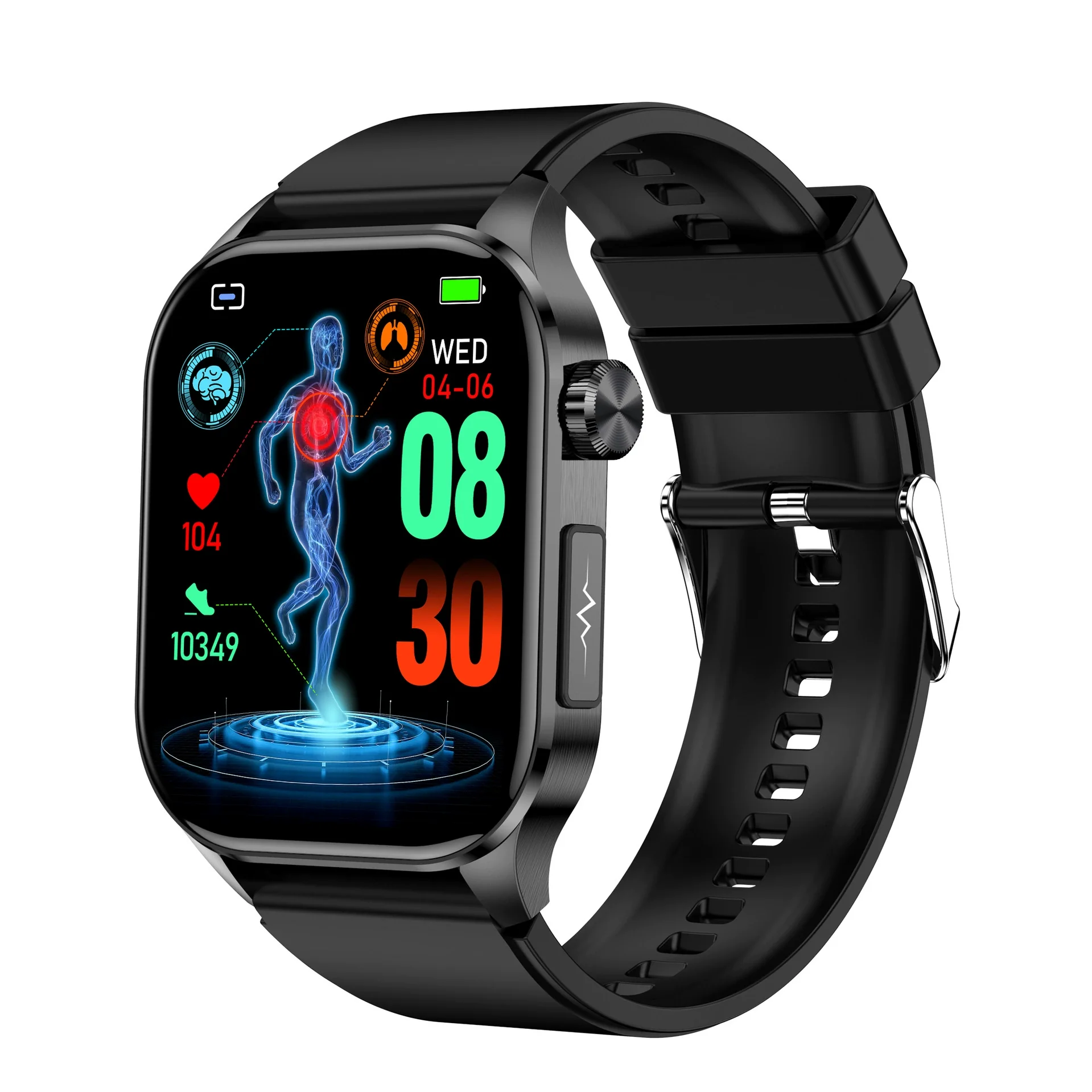 Smart Watch Bluetooth Call Monitoring Amoled Screen Silicone Strap Square Dial - Image 4