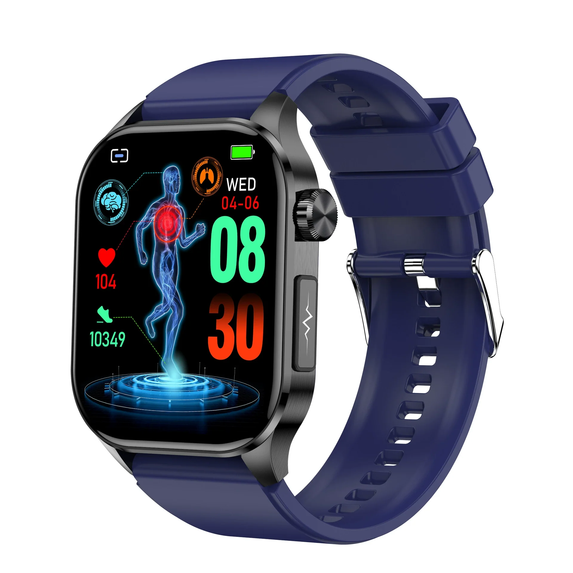Smart Watch Bluetooth Call Monitoring Amoled Screen Silicone Strap Square Dial - Image 6