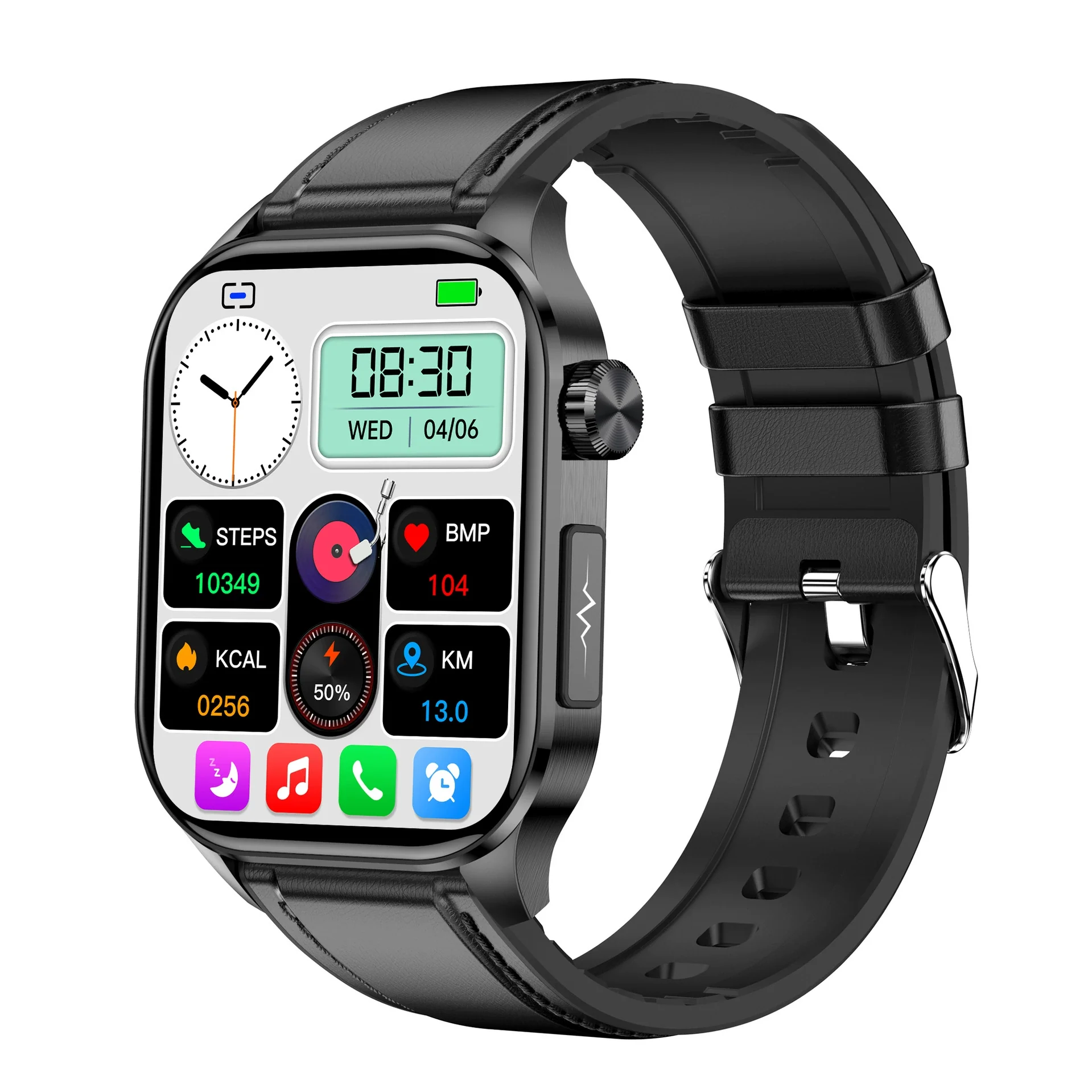 Smart Watch Bluetooth Call Monitoring Amoled Screen Silicone Strap Square Dial - Image 7