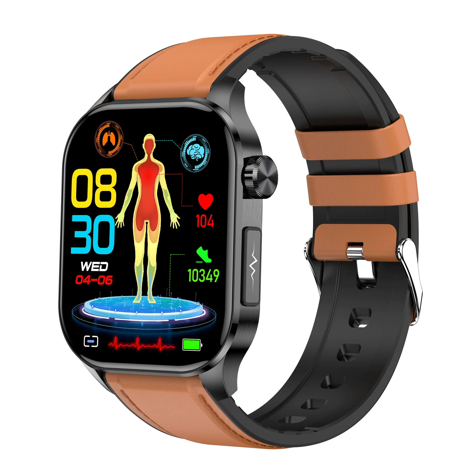 Smart Watch Bluetooth Call Monitoring Amoled Screen Silicone Strap Square Dial - Image 8