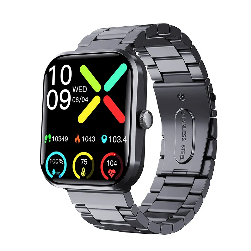 Smart Watch Multifunction Blood Glucose Blood Pressure Heart Rate Blood Oxygen Monitoring Sos Alarm Call Square Dial Daily Waterproof Environmentally Friendly Silicone Wristband - Image 9