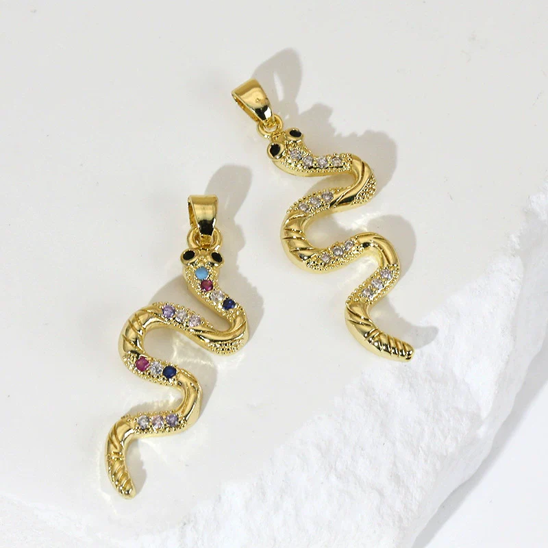 Snake Jewelry Accessories Copper Gold Plated Microinlay Animals Zodiac Style For Women