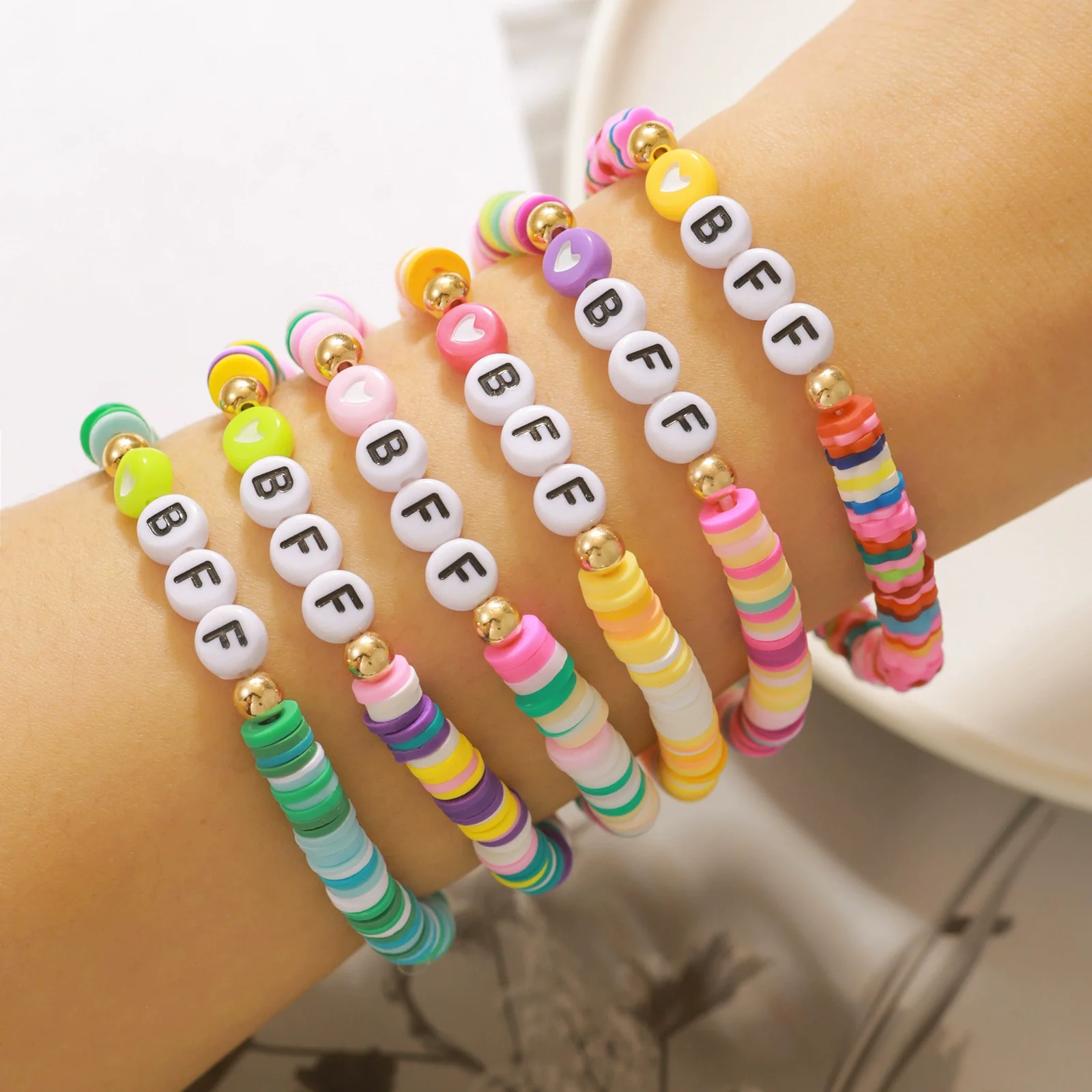Soft Ceramic Copper Beads Acrylic Handmade Geometric Unisex Bracelet - Image 4