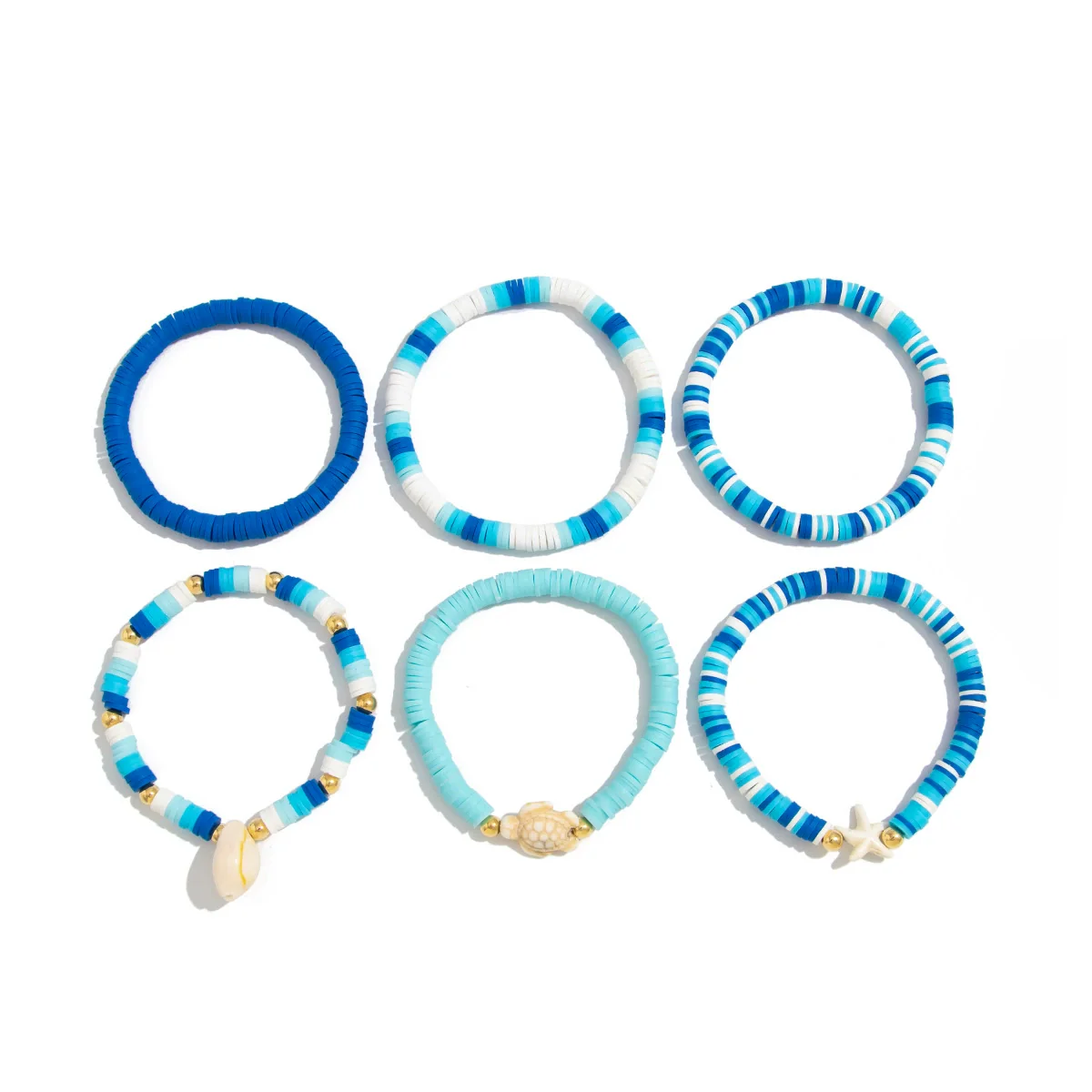 Soft Clay Handmade Fashion Sports Style Minimalist Flower Shell Stacked Bracelet - Image 5