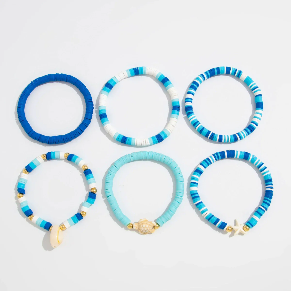 Soft Clay Handmade Fashion Sports Style Minimalist Flower Shell Stacked Bracelet - Image 7