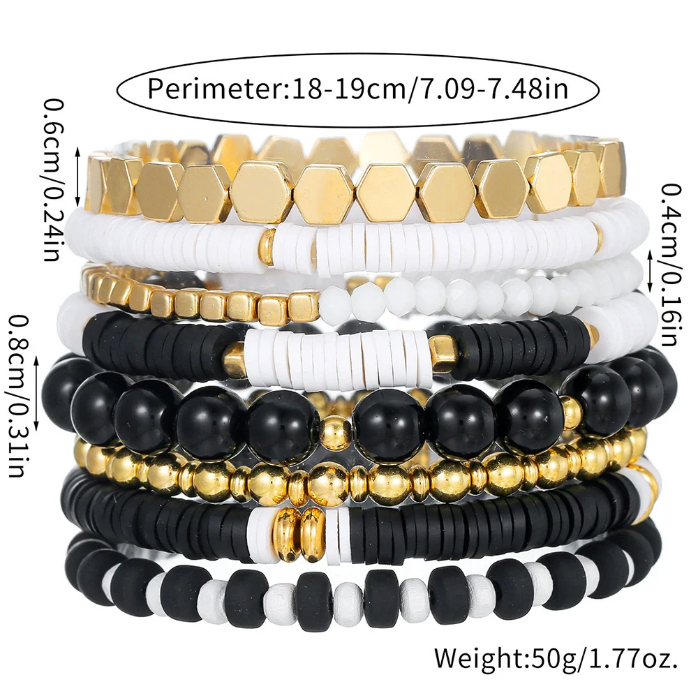 Soft Polymer Clay Geometric Multifolded Band Combination Bracelet Electroplated - Image 5