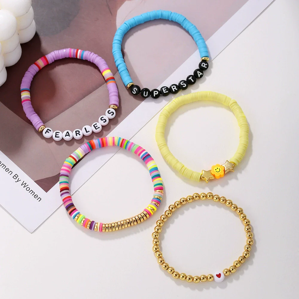 Soft Pottery Geometric Beads Handmade Adjustable Friendship Bracelet - Image 3