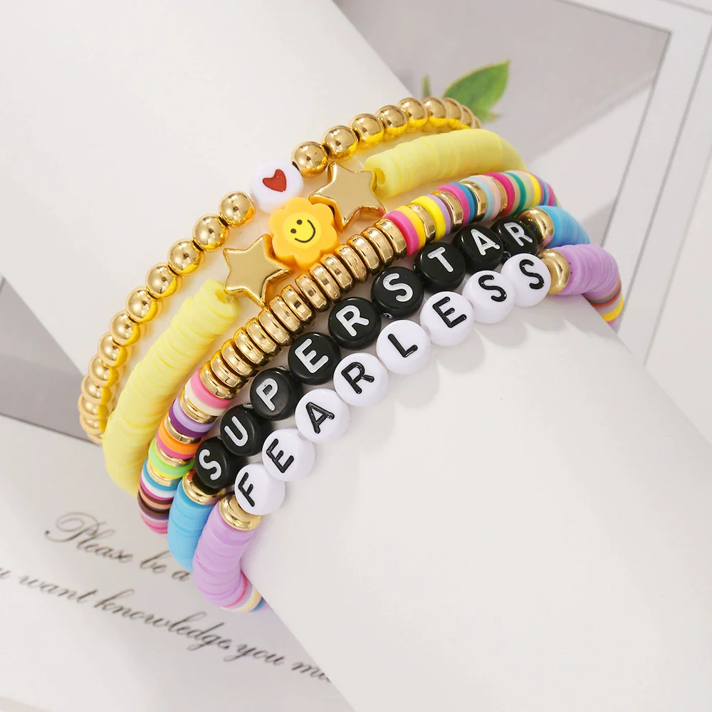 Soft Pottery Geometric Beads Handmade Adjustable Friendship Bracelet - Image 4