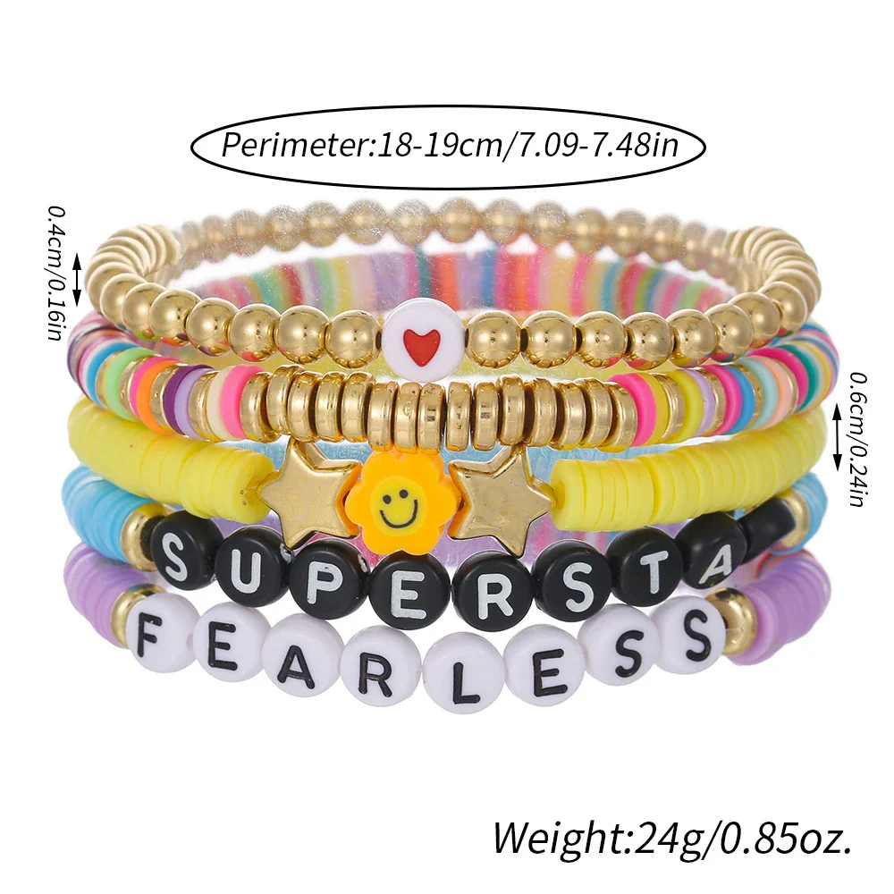 Soft Pottery Geometric Beads Handmade Adjustable Friendship Bracelet - Image 5