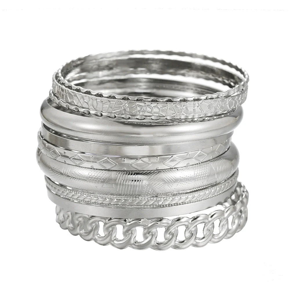 Spherical Cuff Bracelet Iron Geometric Electroplating Hiphop Fashion Retro Stacking Unisex - Image 47