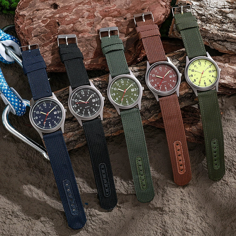 Sport Men's Alloy Case Canvas Strap Round Dial Quartz Watch - Image 2