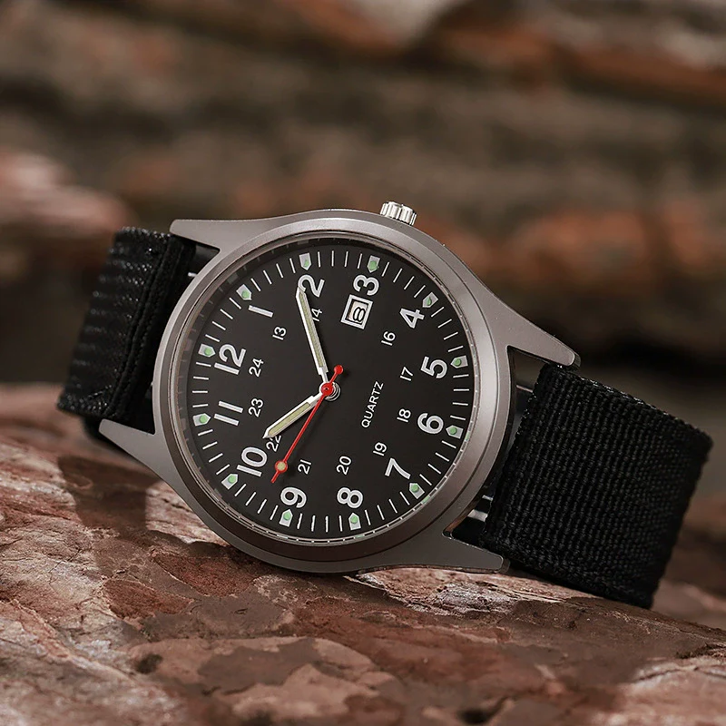 Sport Men's Alloy Case Canvas Strap Round Dial Quartz Watch - Image 4