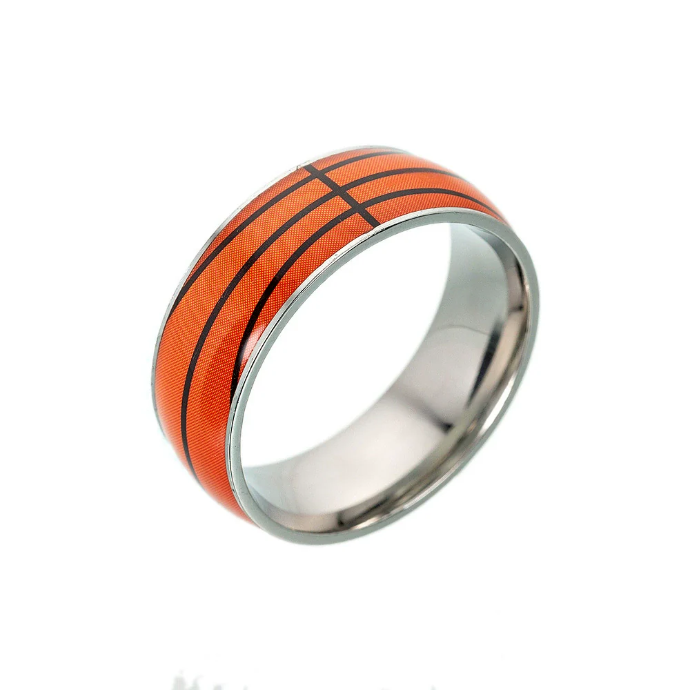Sporting Goods Jewelry Titanium Steel Geometric Dripping Glue Unisex Ring Football Basketball Baseball - Image 5