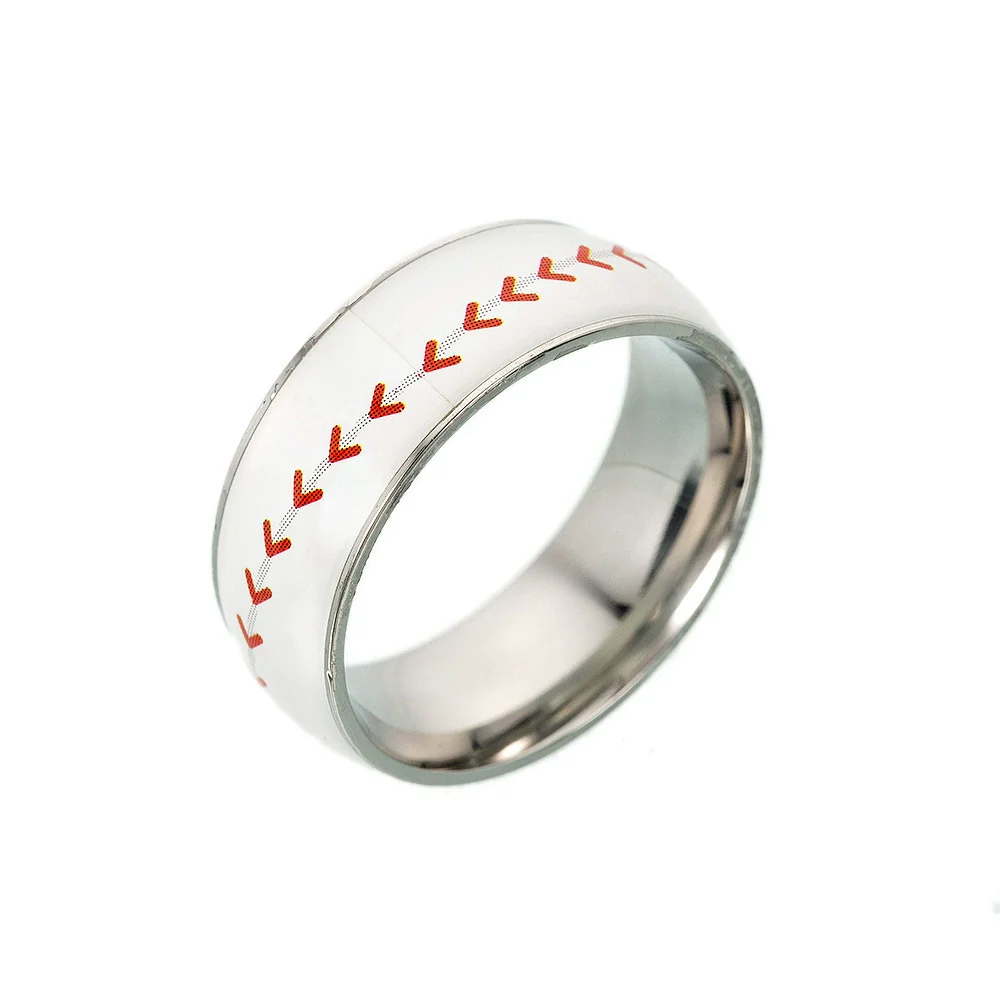 Sporting Goods Jewelry Titanium Steel Geometric Dripping Glue Unisex Ring Football Basketball Baseball - Image 6