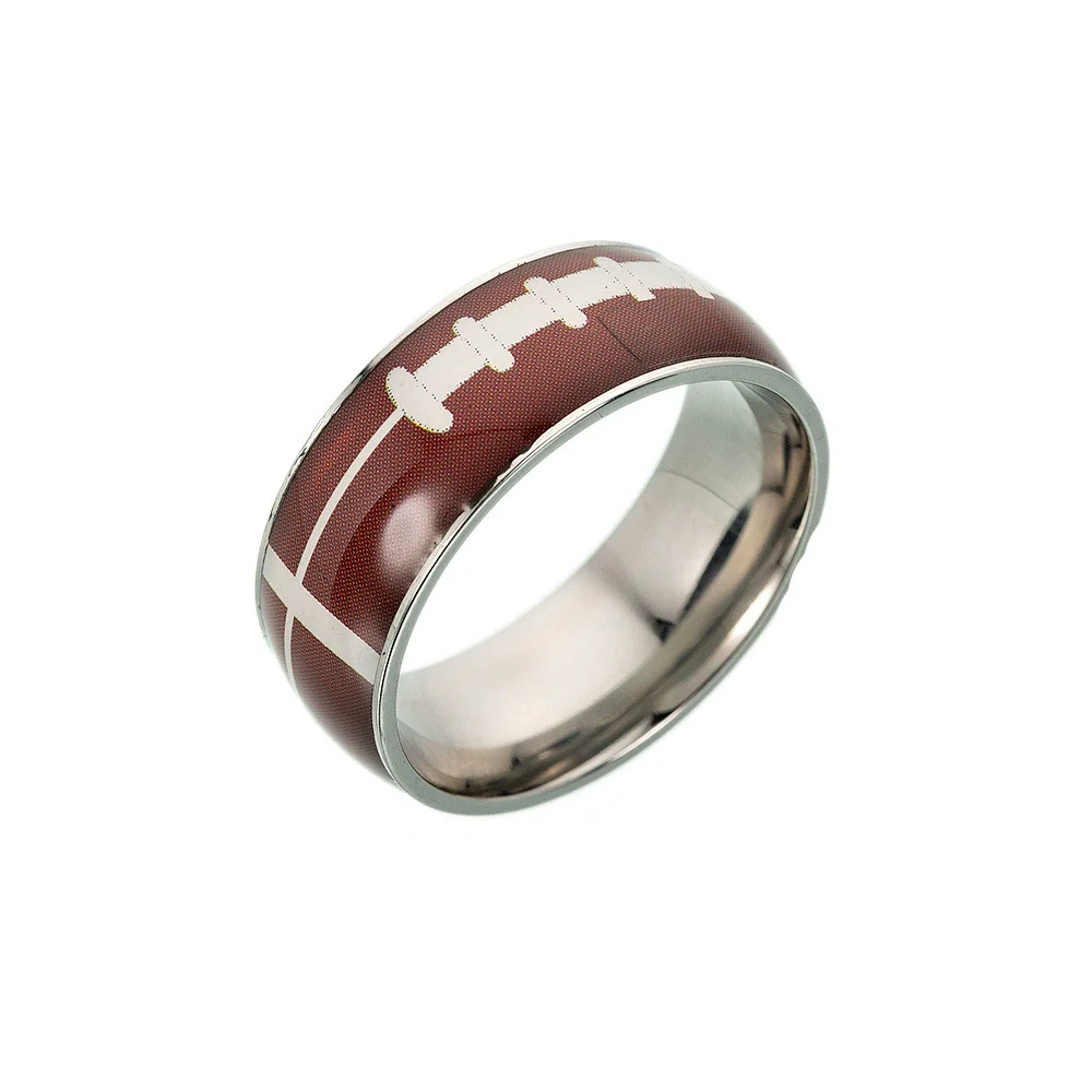 Sporting Goods Jewelry Titanium Steel Geometric Dripping Glue Unisex Ring Football Basketball Baseball - Image 7