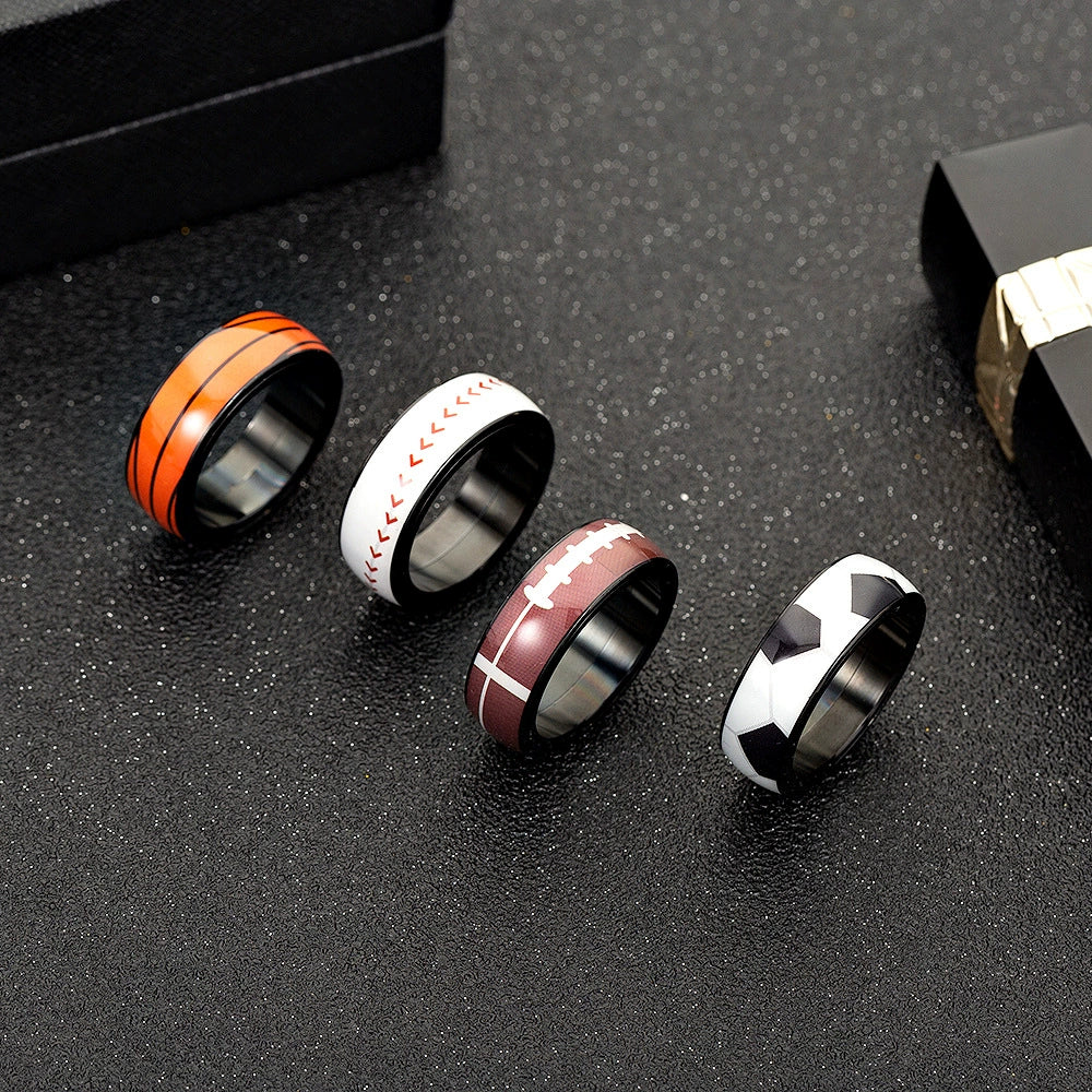 Sporting Goods Jewelry Titanium Steel Ring Geometric Epoxy Unisex - Image 2