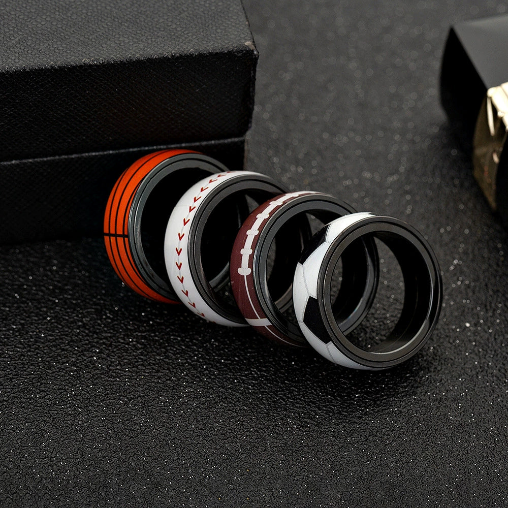 Sporting Goods Jewelry Titanium Steel Ring Geometric Epoxy Unisex - Image 3