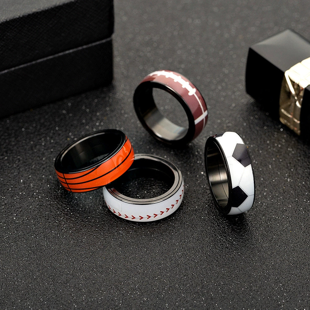 Sporting Goods Jewelry Titanium Steel Ring Geometric Epoxy Unisex - Image 4